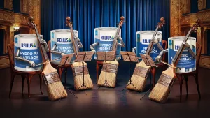 Beitragsbild zur KI-Bildproduktion Streichorchester für RELIUS Hydro-Lacke von Sauer Marketing